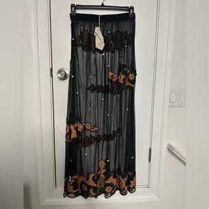 Free People Mesh Embroidered Skirt